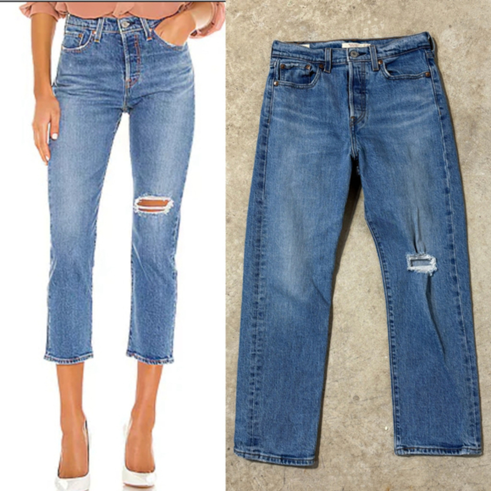 Levi's Wedgie Straight in Jive Tone Jeans Blue Women’s Size 26 Button Fly